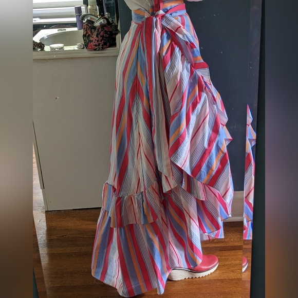 Candy stripe ruffle maxi skirt Anthropologie style - Picture 7 of 11